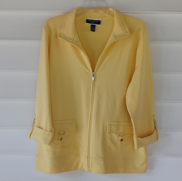 Karen Scott D-Ring Zipper Jacket Sz L - Picture 2 of 8